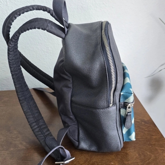 Authentic Coach Mini Leather Backpack Women Black Blue Logo Rare - Picture 6 of 11